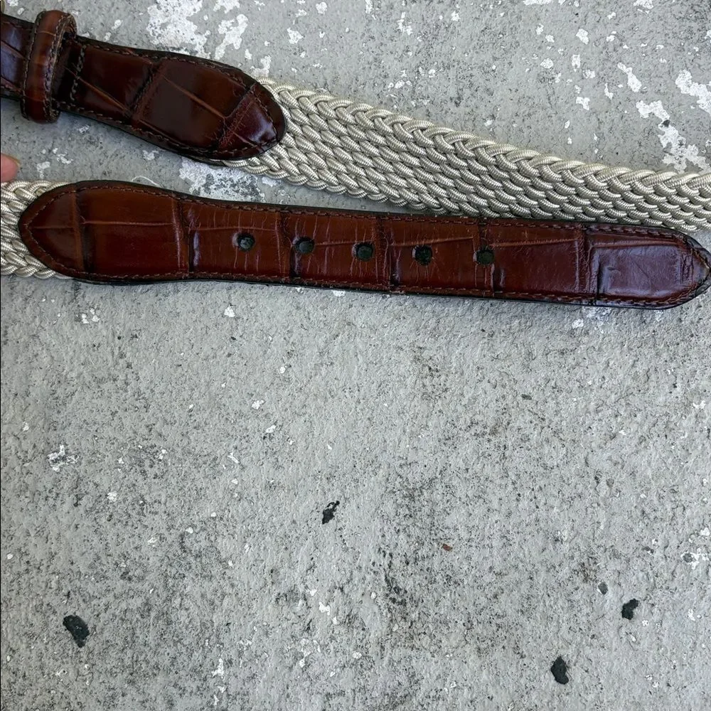 Brighton woven belt with leather accent